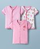 Child World Sinker Knit Half Sleeves Striped & Text Printed Jhablas Pack Of 3 - Pink