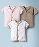 Child World Sinker Knit Half Sleeves Dino Printed & Striped Jhablas Pack of 3 - Brown White & Peach