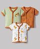 Child World Sinker Knit Half Sleeves Jungle Theme Printed Jhablas Pack Of 3 - Orange White & Light Green
