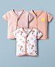 Child World Sinker Knit Half Sleeves Tropical Theme & Striped Jhablas Pack Of 3 - Peach & White