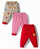 Child World Sinker Knit Full Length Lounge Pants with Striped & Animal Print Pack of 3 - Red Grey & Pink