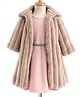 Enfance Fur Woven Full Sleeves Solid Party Dress With Fur Jacket - Pink