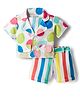 Enfance Knit Half Sleeves Printed Top With Shorts & Jacket - Multicolor