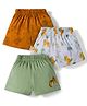 Child World Sinker Knit Knee Length Shorts with Animal Print Pack of 3 - Orange White & Green