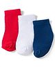 Doodle Poodle Cotton Knit Ankle Length Solid Socks Pack of 3 - White Navy Blue & Red