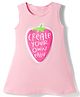 Doreme Single Jersey Knit Sleeveless Frock with Text Print - Pink