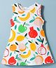 Doreme Single Jersey Knit Sleeveless Fruit Printed A Line Frock - White