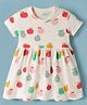 Doreme Single Jersey Knit Half Sleeves Frock with Apple Print - Cream