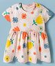 Doreme Single Jersey Knit Half Sleeves Frock with Floral Print - Baby Pink