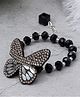 Daizy Butterfly Applique & Beads Detailed Bracelet - Black