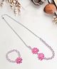Daizy Floral & Beads Embellished Necklace & Bracelet Set - Baby Pink