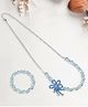 Daizy Stone Pearls & Beads Embellished Floral Applique Detailed Jewellery Set - Sky Blue