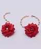 Daizy Floral Applique & Pearls Detailed Maangteeka & Bracelet Set - Red