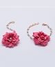 Daizy Floral Applique & Beads Detailed Jewellery Set - Light Red