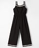 Tiara Cotton Jersy Knit Sleeveless Lace Detailed Jumpsuit - Black