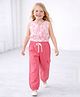 Tiara Cotton Jersey Knit Sleeveless Floral Printed Crop Top With Jogger Set - Peach