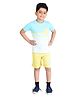 Clothe Funn Cotton Knit Half Sleeves Striped Tee & Shorts Set - Multi Colour & Yellow