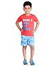 Clothe Funn Cotton Knit Half Sleeves Dont Tell My Mom Text Printed Tee & Shorts Set -  Coral & Sky