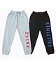 Clothe Funn Cotton Knit Pack Of 2 Rugby & Athelete Text Printed Joggers - Black Grey & Melange