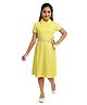 Clothe Funn Cotton Knit Half Sleeves Solid Dress - Yellow