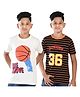 Clothe Funn Cotton Knit Pack Of 2 Half Sleeves Rise Above & Striped Junior 36 Text Printed Tees - Off White Black & Orange