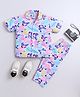 The Magic Wand Cotton Woven Half Sleeves Butterfly Printed Coordinating Shirt & Pant Night Suit - White