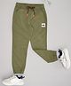 Pantaloons Junior Cotton Woven Baseball Text Patch Detailed Joggers - Olive Green