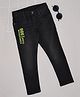 Pantaloons Junior Cotton Blend Denim Expedition Team 1986 Text Printed Washed Jeans - Charcoal Grey