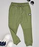 Pantaloons Junior Cotton Knit Take A Hike Text Patch Detailed Joggers - Olive Green