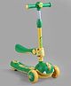 Dino Faced Unbreakable And Never Fall Down 2 in 1 Kids Scooter With Adjustable Height Music With Removable Seat And Non-Slip LED Deck And Wheel - Green