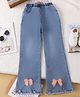 Mark & Mia Cotton Full Length Jeans With Pearl Embellishment & Bow Applique - Light Blue