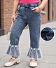 Mark & Mia Cotton Full Length Washed Jeans With Polka Dots & Floral Applique - Blue