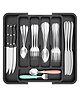 MECHDEL Expandable Drawer Organizer Utensil Tray for Kitchen  Adjustable Cutlery & Flatware Holder for Spoons  Forks  Knives  Plastic Storage Tray for Kitchen Organization BLACK 1SET
