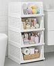 Mechdel Acrylonitrile Butadiene Styrene Stackable And Foldable Wardrobe Storage Basket Big Size- White, 4 PCS