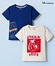 Honeyhap Premium  100% Cotton Knit Half Sleeves T-Shirts with Bio Finish Beach Theme & Text Print Pack of 2 - Limoges & Gardenia