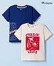 Honeyhap Premium  100% Cotton Knit Half Sleeves T-Shirts with Bio Finish Beach Theme & Text Print Pack of 2 - Limoges & Gardenia