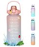 House Of Quirk 2 Litre 3D Sticker Water Bottle With Straw Unbreakable Water Bottles With Handle Leak Proof Drinks Bottle - Pink