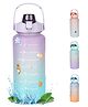 House Of Quirk 2 Litre 3D Sticker Water Bottle With Straw Unbreakable Water Bottles With Handle Leak Proof Drinks Bottle - Purple