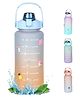 House Of Quirk 2 Litre 3D Sticker Water Bottle With Straw Unbreakable Water Bottles With Handle Leak Proof Drinks Bottle - Orange