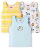 Babyhug 100% Cotton Knit Sleeveless Striped & Printed Sando Vests Pack of 3 - Multicolor