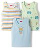 Babyhug 100% Cotton Single Jersey Knit Sleeveless Vests With Bear & Car Print Pack of 3 - Multicolor