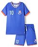 Pine Active Knit Half Raglan Sleeves T-Shirt & Shorts Set with France Football Print - Blue