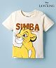 Babyhug Disney Single Jersey Knit Half Sleeves T-Shirt with  Simba  Graphics - Beige