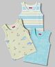 Babyhug Single Jersey Knit Sleeveless Striped & Boat Printed Sando Pack Of 3 - Multicolour