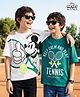 HoneyHap Disney Cotton Knit Drop Shoulder Half Sleeves T-Shirts with Mickey Mouse Graphics Pack of 2 - Multicolor