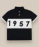Cherry Crumble By Nitt Hyman Knit Half Sleeve Colour Blocked 1957 Number Printed Polo Tee - Black