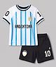 Pine Active Knit Half Sleeves T-Shirt & Shorts Football Set With Argentina Print - Multicolor