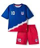 Pine Active Knit Half Sleeves T-Shirt With Shorts Football Set - Red & Blue