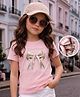 Pine Kids Cotton Knit T-Shirt with Sweetheart Bow Print Pink 6-7 Years