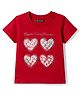Pine Kids Cotton Knit T-Shirts Half Sleeves Round Neck Hearts Print Red 7-8 Years
